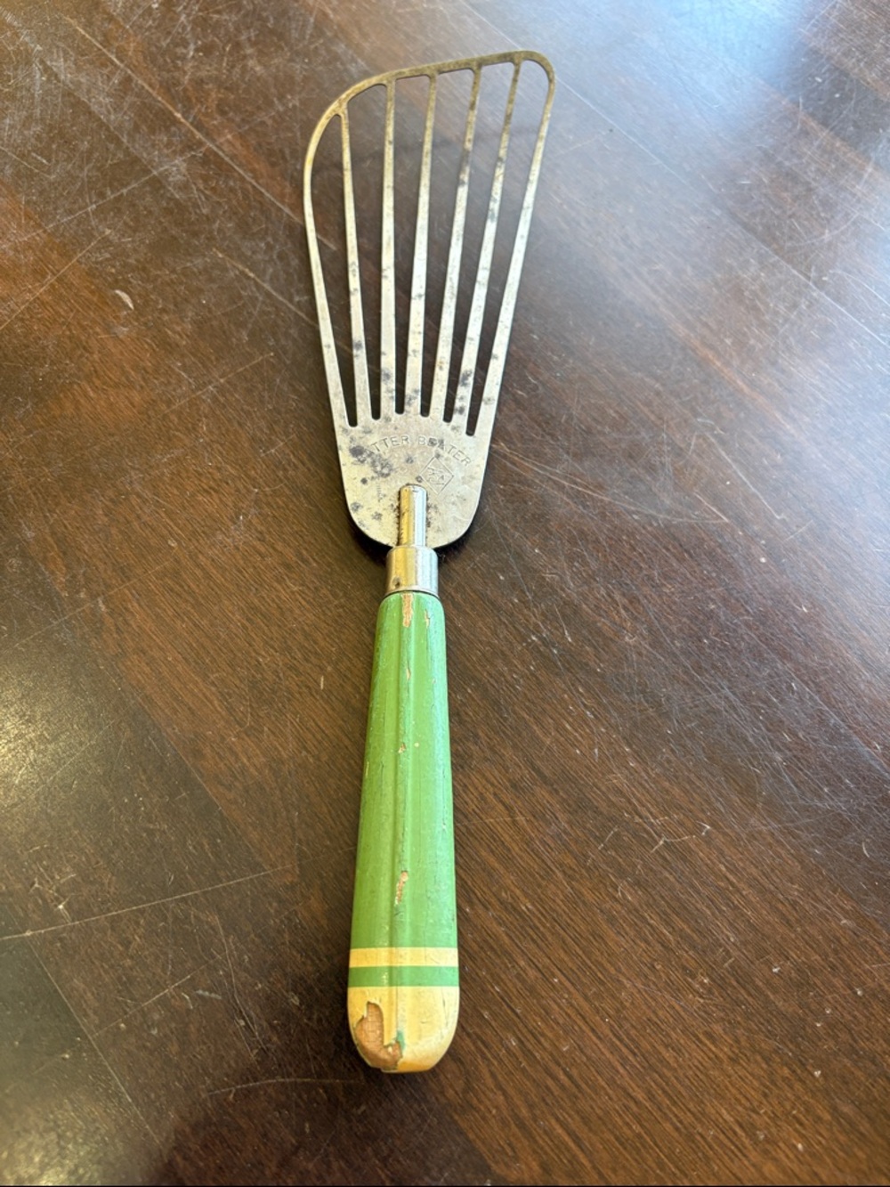 A&J green wood handle Batter Beater